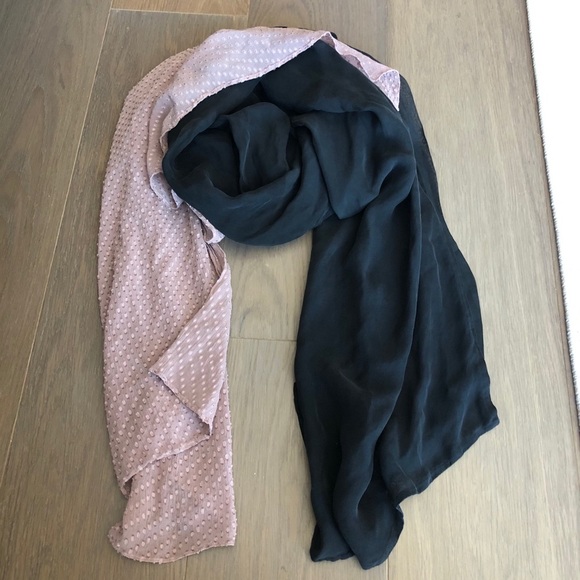 Pink black color block scarf shawl semi sheer unique cute chic - Picture 1 of 6